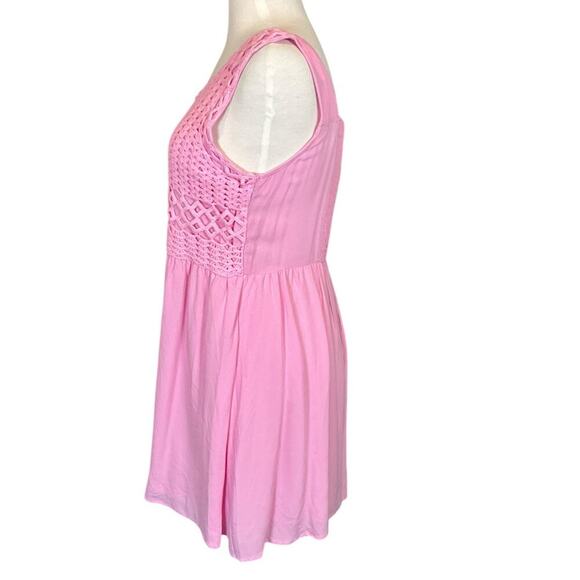 Love Fire Light Pink Crochet Top Mini Size XL NWT Double Lined Smock Back NWT - Picture 4 of 8